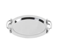 Stainless Steel Serving Tray, Bright Mirror Rectangle Dinner Plates Buffet Plate Metal Serving Tray With Handle For Hotel Restaurant Banquet (Egg Shape (Length 39cm/15.35in))