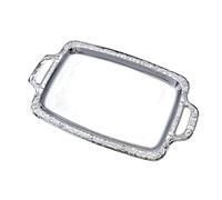 Stainless Steel Serving Tray - Rectangular Aesthetic Display | Food Metal For Bread Cake Charcuterie Dessert Party Home Kitchen Restaurant Bar Cafe, Silver Decorative Platter Dish Buffet Tableware