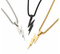 Stainless Steel Silver Woven Chain Lightning Necklace