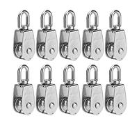 Stainless Steel Single Pulley Block | 360° Swivel Hook & M25 150kg Capacity | Robust Lifting Pulley for Towing/Rigging/Construction | 10Pcs Set with Wire Rope Wheel (M25)