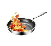 Stainless Steel Skillet - Thick Bottom Induction Frying Pan, Professional Kitchen Cookware, Nonstick Coating Free Searing Dish | Premium Meat Fish Vegetable Omelette Maker For Home Apartment Stoves