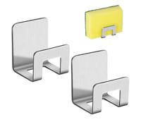 Stainless Steel Sponge Holder - Self Adhesive Kitchen Hook, Durable Dishcloth Storage Rack, Rustproof Wall Mounted Organizer, Compact Cleaning Shelf, Toothbrush Towel Holder | Sink Countertop Home Use