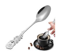 Stainless Steel Spoon | Flower Handle Spoon Flatware | Stylish Tea Sp00n Coffee Teaspoon, Stainless Steel Flower Handle Spoons Drink, Dining