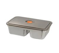 Stainless Steel Square Lunch Box - Boîte à déjeuner carrée avec couvercle | Boîte à déjeuner en métal | Meal Prep Containers Stainless Steel 2 Dividers Food Container | Réutilisable Airtight Snack