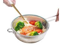 Stainless Steel Strainer - Kitchen Colander with Handle | Fine Mesh Food Filter for Cooking, Washing Fruit Vegetable Salad Pasta, French Fries Draining Accessory with Home Kitchen Use