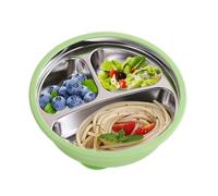 Stainless Steel Suction Plates - Stainless Steel Suction Pllates | Stainlesss Steels Platess With Suctions | Divided Plates With Silicone Sleeve - Fall Resistant Dinner Trays Bowl