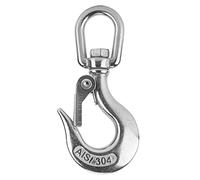 Stainless Steel Swivel Eye Lifting Hook | 304 Grade Oxidation Guarded Secure Hook | 360° Swivel for Cranes/Port Loading/Forestry Machinery | Rated Load Capacity (1000KG)