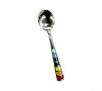 Stainless Steel Table Spoon Colorful Enamel Grip(Pointed) | Mirror polished bowl, stain resistant, easy wipe clean, 18.5cm length, elegant table setting