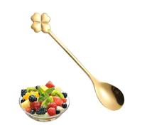 Stainless Steel Teaspoons - 304 Stainless Steel 12.5x2.4cm | Coffee Spoons Cake Scoop, Four Leaf Clover Shape Dinner Spoons | Silverware For Fruit Salad Dessert Cake Coffee Use