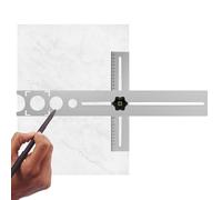 Stainless Steel Tile Locator - Precision Ceramic Hole Template For Kitchen | 300mm Measuring Range, Multi-Size Holes, 25mm To 60mm, Durable Metal Guide, Bathroom & Countertop Drilling, Wood Drill Open