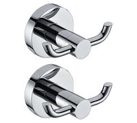 Stainless Steel Towel Rack Brass Hooks Chrome Plated Bathroom Cloakroom Hooks Robe Hat Clothes Wall or Door Mountable 2 Pack