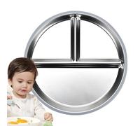 Stainless Steel Tray - Kids Divided Heat-Resistant Dinnerware Plate, Metal Dishes Reusable Serving Tray for Children Boys Girls | Restaurant Kids, Airplane Child Meal, Birthday Party Buffet
