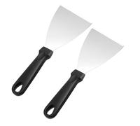 Stainless Steel Triangular Scraper, 2 Pack Food Scraper, Pizza Dough Scraper, Grill Scraper, Ideal for Indoor and Outdoor BBQ, Black Handle