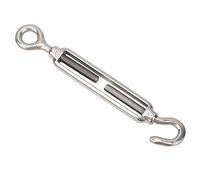 Stainless Steel Turnbuckle | 304 Marine Grade Hook & Eye Rigging | M4 / M5 / M6 / M8 / M10 / M12 / M16 / M20 Sizes | Adjustable Tension for Rope/Fence/Chain (M5)