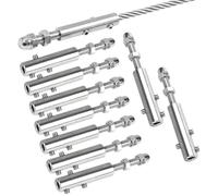 Stainless Steel Turnbuckles, 10 Piece Cable Hook Kit, Heavy Duty Rope Tension Feature, Ideal for Garden Trellis Shade Sail, Outdoor Use with Wire for Climbing Plants Setup, 0.39x2.36x1.18 inches