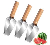 Stainless Steel Watermelon Slicer, Triangle Watermelon Cutter, Stainless Steel with Wooden Handle for Home Kitchen Camping Picnic (3Pcs)