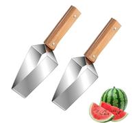 Stainless Steel Watermelon Slicer, Triangle Watermelon Cutter, Stainless Steel with Wooden Handle for Home Kitchen Camping Picnic (2Pcs)