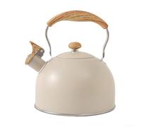 Stainless Steel Whistling Kettle 2.5Qt Wood Handle | Professional grade steel, pour rapid boiling, rust resistant, easy clean, fits induction gas electric stoves