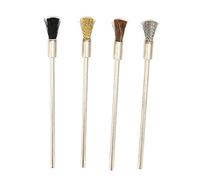 Stainless Steel Wire Brush Set | 3 - Piece Mini Brushes for Oxidation Treatment | Electric Drill Attachment for Metal / Wood / Electronics | Sturdy Steel & Copper