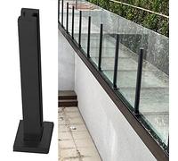 StainlessDeck Poteau de garde-corps pour balustrade S Support de clôture d'extérieur pour panneaux de 10/12 mm Montage au sol avec vis - Idéal pour une utilisation sur balcon et Gar - Noir