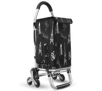 Stair Climber Shopping Trolley with 6 Noiseless Large Wheels Lightweight and Waterproof 2 in 1 Folding Shopping Trolley for Stairs