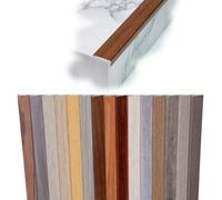 Stair Edging Aluminum Stair Trim 36" 40" 43" 48" 51" 55" 60" Stairs Nose Molding Non-Slip, Step Edge Trim L Shape Edge Protector 20mm Wide(Light Walnut,L 140CM/55in)