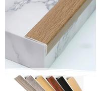 Stair Edging Transition Strip Cuttable, Stair Nose Molding Aluminum Stair Nosing Edge Trim 36" 48", Metal Step Trim L Stair Corner Guards Wide 1.4", Wood Grain(Oak,36"/90cm)(Brown,48"/120cm)