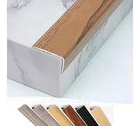 Stair Edging Transition Strip Cuttable, Stair Nose Molding Aluminum Stair Nosing Edge Trim 36" 48", Metal Step Trim L Stair Corner Guards Wide 1.4", Wood Grain(Oak,36"/90cm)(Coffee Wood,48"/120cm)