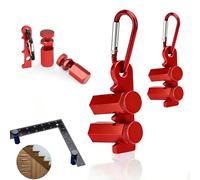 Stair Gauges for Framing Square, Aluminum Stair Gauge & Right Angle Ruler Clamp for Speed Square, Circular Saw, Carpentry Layout, Rafter & Roofing Work & Woodworking Framing Jigs Tools (Red*2)