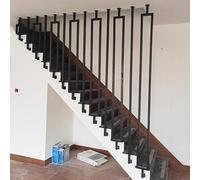 Stair Grip d'escalier d'intérieur en métal noir avec poteau de séparation sans barrière monté au plafond 135 cm colonne de séparation