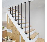 Stair ils Garde-corps en fer forgé monté au plafond antidérapant Poignée de sécurité Villa Loft 30-150 cm réglable noir rond en forme de L ensemble de garde-corps d'escalier (taille : 100 cm)