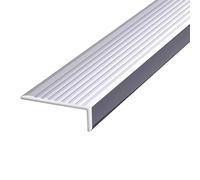 Stair Nosing Aluminum Stair Edge Protector for Wood Stairs, Indoor Outdoor Laminate Floor Stair Caps, Customizable Bond Stair Nosing Guard, Easy to Install(Silver,L 100cm (39 3/8"))