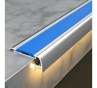 Stair Nosing Molding Aluminum Alloy Stair Edging, Anti Slip Strip With LED Light Slot Step Edge Trim For Cinema Hotel Home SchooL(Blue)
