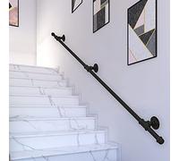 Staircase il Kit barre d'appui en fer forgé avec tube en acier galvanisé Noir mat 90 cm à 3 m Solution sûre et élégante