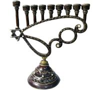 Stakee 1pc Hanukkah 9 Branches Menorahs Chandelier Israélien Chandelier Juif Hanukkah Menorah Bougie Table en Métal Classique Hanukkah Menorah pour Shabbat