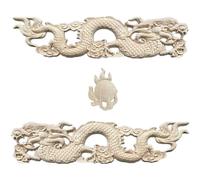 Stakee 3 Pièces/Ensemble Bois Sculpté Onlay Applique Meubles Non Peints Chinois Traditionnel Dragon Lumière Porte Décors pour Armoires Fenêtres Placards Mur