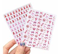 Stakee Autocollants À Ongles De Ruban Rose 2pcs Cancer du Sein Autocollant Cancer du Sein De Sensibilisation À Conscience des Autocollants
