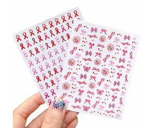 Stakee Autocollants À Ongles De Ruban Rose 2pcs Cancer du Sein Autocollant Cancer du Sein De Sensibilisation À Conscience des Autocollants