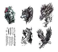 Stakee Autocollants De Tatouage Temporaire 6 Draps Dragon Tatoue Décalage Corporel Art Tatouage Animal Tatouage pour Jambe De Poitrine De Bras