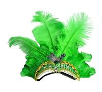 Stakee Bandeau vintage à plumes pour carnaval, bandeau vintage Gatsby - Accessoire de carnaval - Vert