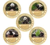 Stakee Ensemble De 5 Pièces Commémoratives Artistiques Représentant Un Panda, Trésor National. Pièce De Collection, Souvenir À Collectionner.