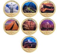 Stakee Ensemble De 7 Pièces Commémoratives Artistiques Représentant Les Sept Merveilles du Monde. Pièces De Collection, Souvenirs Objets De Défi.