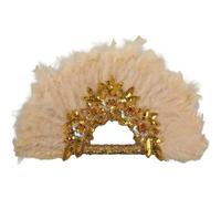 Stakee Éventail De Mariage en Dentelle À Paillettes Plumes De Dinde Africaine, Style Vintage, Fait À Main, pour Spectacle De Danse, Thé, Décoration De Mariage