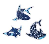 Stakee Lot De 3 Broches Dauphins, Raies Manta Requins, Broches Scintillantes d'animaux Marins pour Plongeurs, Amateurs De Snorkeling Collectionneurs De Broches