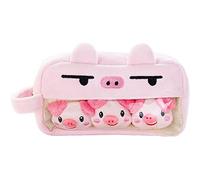 Stakee Mignon Cochon Porte-Crayon en Peluche Stylo Pochette Sacs à Fermeture éclair Mignon Stylo Pochette Voyage Papeterie