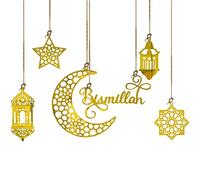 Stakee Ramadan Suspendu Ornement Eid Mubarak décoration en Bois étoile Lune décorations Ramadan Pendentif pour la décoration de la Maison