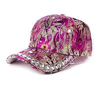 Stakee Rhingestone Baseball Cap De Baseball Réfléchissant Bling Rignestone Chapeau Scintillant Cap Hip Hop Cap pour Les Filles