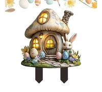 Stakes De Jardin De Pâques - Stakes De Cabane De Champignons De 4 x 30 cm Décoratif | Panneaux De Jardin Décoration De Sol | Décoration De Piquets De Patio De Réservoir De Terre Imperméable Pour Le