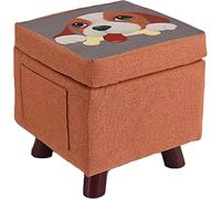 STAKMANN Pouf de Rangement Cube en Bois, revêtement Tissu, Dimensions 32 cm, Coffre Multifonction, Tabouret, conteneur Jouets, Repose-Pieds, antidérapant, idéal pour Chambre (Orange)