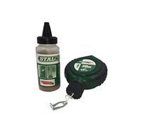 STALCO Kit de cordeau à frapper avec craie - Corde à frapper facile et rapide pour 30 m de ficelle (rouge)